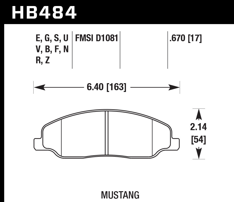 Hawk 2005-2014 Mustang GT/V6 HPS 5.0 Front Brake Pads - Non-Brembo