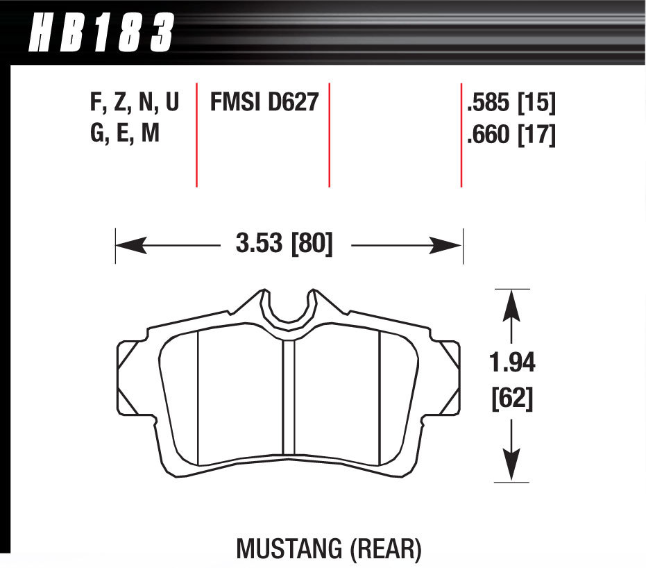 Hawk 1999-2004 Mustang DTC 70 Rear Brake Pads