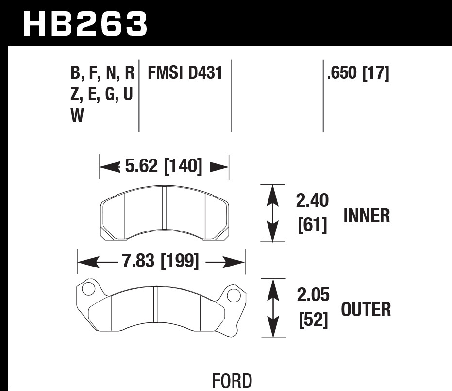 Hawk 1987-1993 Mustang GT/V6/Cobra HPS 5.0 Front Brake Pads