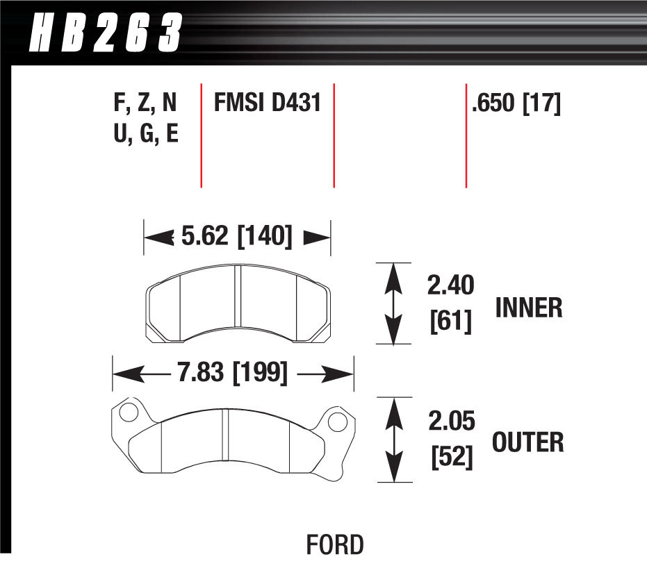 Hawk 1987-1993 Mustang GT/V6/Cobra HP Plus Front Brake Pads