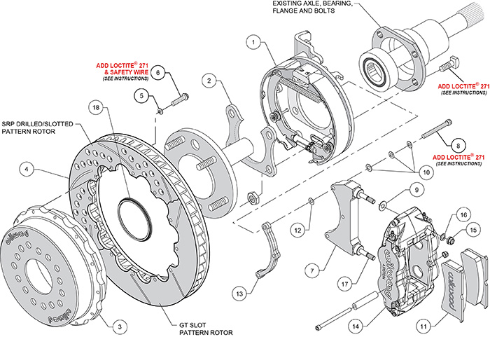 Wilwood Forged Narrow Superlite 4R Big Brake Rear Parking Brake Kit 12.88 9" ends with 2.5 offset