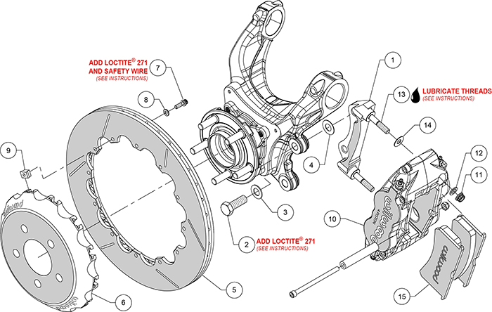 Wilwood 2015 + 14 inch AERO6 Big Brake Rear Brake Kit (Race)